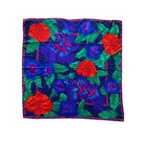 Liz Claiborne blue, green, red and purple floral scarf